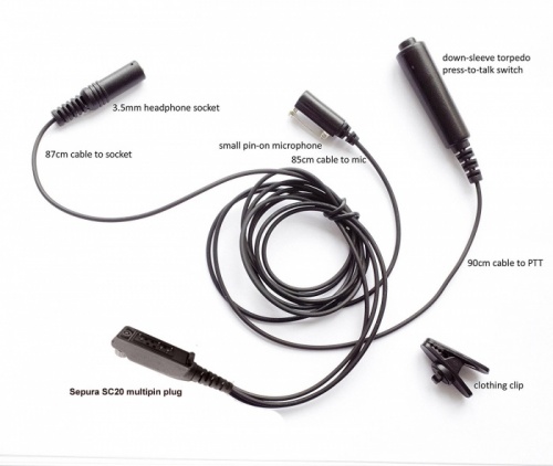 Sepura SC20 police earpiece covert ipod style wiring kit